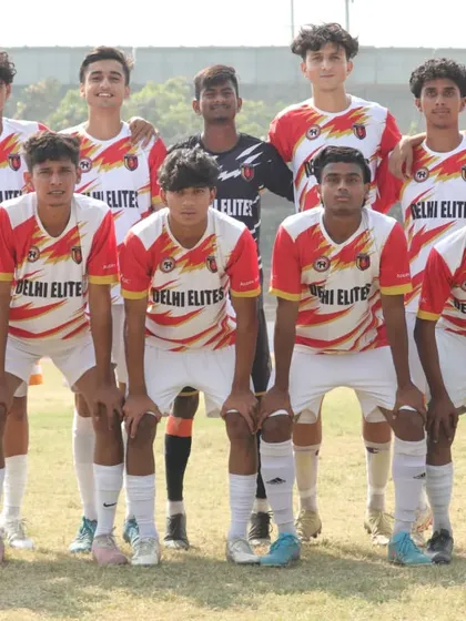 The team lined up before a crucial match in the HCL Delhi Future Stars Youth League.