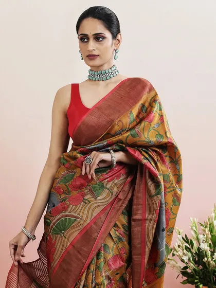 A close-up of the intricate print, showcasing the beautiful details and vibrant colors.