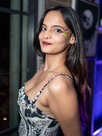 A guest with creative face paint at Watsons in Indiranagar. I love when the crowd gets creative and adds to the visual spectacle of the night.
