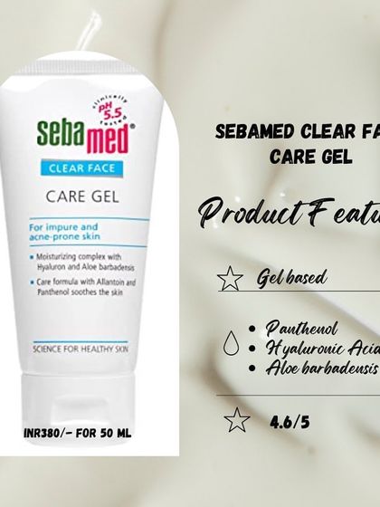The Sebamed Clear Face Care Gel is an excellent lightweight moisturizer for impure and acne-prone skin. It contains Hyaluronic Acid and Aloe Barbadensis to hydrate and soothe the skin without adding any oil.
