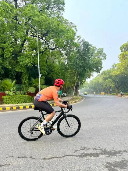 The birthday boy enjoying the green roads of Delhi.
