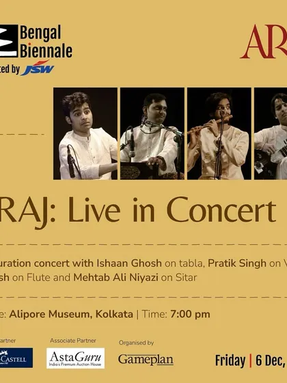 The poster for the inauguration concert of the Bengal Biennale in Kolkata, where my band Araj performed. It was an honor to be part of this celebration of heritage and art.