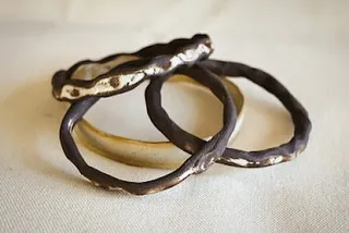 Another look at my handmade ceramic bangles. The combination of dark and light glazes with a rustic finish gives them a beautiful, artistic feel.