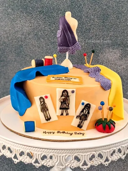 I get to bake for people with all kinds of passions, and this was my first cake for a fashion designer. My favorite part was recreating the designer's sketches, or croquis, by hand-painting them onto edible fondant sheets.