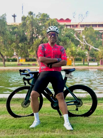 Another scenic shot by the water, showcasing the beauty of riding in Delhi.