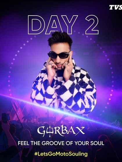 The official poster for Gurbax at the TVS MotoSoul festival, an event where we handled the artist booking and stage presence.