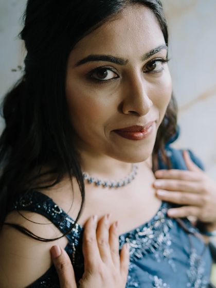 A close-up showing the grace and poise I bring to every event. As an emcee, my job is to be a warm and welcoming presence for all your guests.