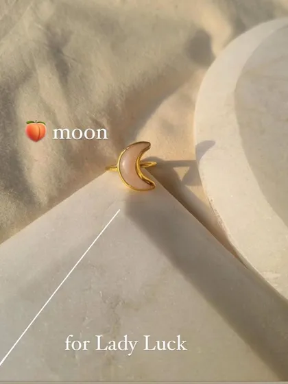 My peach moonstone Luna ring, a charm for "Lady Luck" in love. This stone is known for bringing good fortune and abundance to the heart.