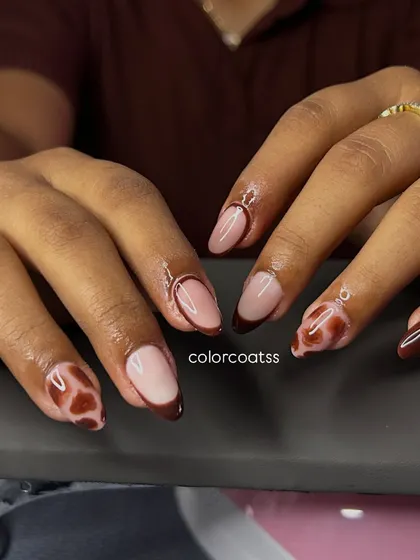 Another shot of this custom tortoiseshell nail art. The detail in the pattern shows the precision and care I put into every single design.