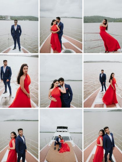 A grid showcasing the variety of shots from a single yacht session. It demonstrates how I capture different poses, moods, and angles to give couples a full gallery.