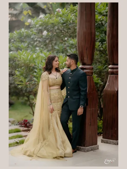 A loving gaze between the couple, captured beautifully.
