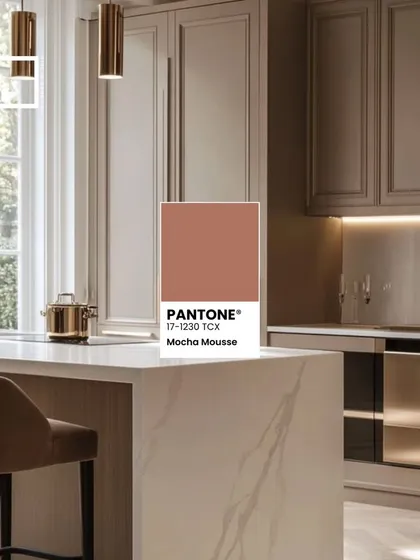 Exploring Pantone's Color of the Year 2025, Mocha Mousse. This warm, earthy brown brings a sense of comfort and elegance to any kitchen.