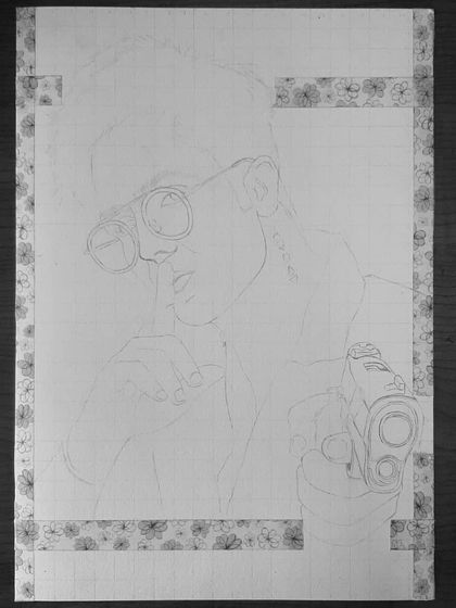 The 90-hour process behind my photorealistic pencil drawing of Harrdy Sandhu. Notice the detail in the sunglasses reflection and the texture of the shirt.