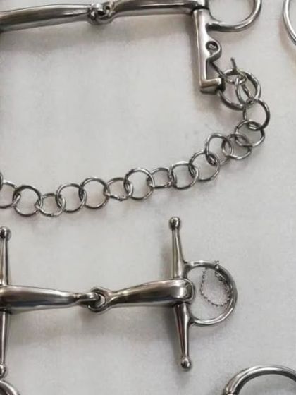 A collection of different types of horse bits. Choosing the right bit is key to clear communication and control while riding.