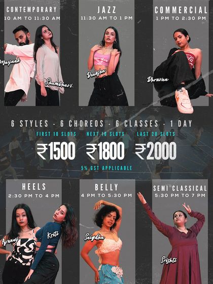 Our Intensive is designed for everyone. Check out the pricing tiers and grab an early bird slot for a full day of dance training.