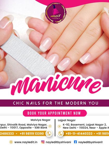 An ad for my chic manicure services, designed for the modern you. I stay up-to-date on the latest trends and techniques to offer you the best nail care.