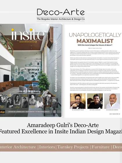 Our work and perspective on the "Unapologetically Maximalist" trend is featured in Insite Indian Design Magazine. We are proud to lead the conversation on the future of contemporary decor.