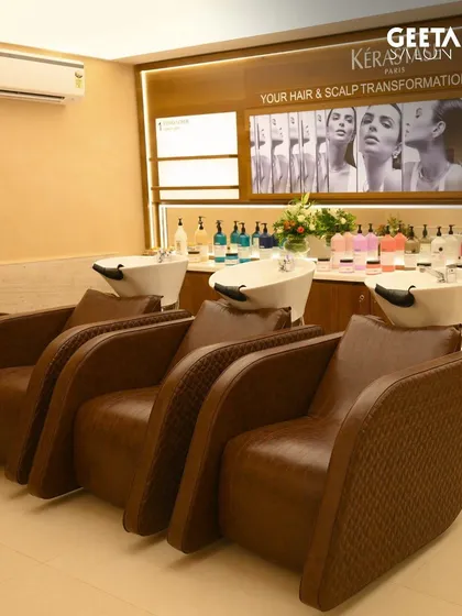 The relaxing hair wash area at our Bhubaneswar salon, ready to provide a pampering experience.