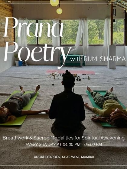 Prana Poetry with Rumi Sharma is a weekly session blending breathwork and sacred modalities for spiritual awakening. Join us every Sunday to find inner calm.