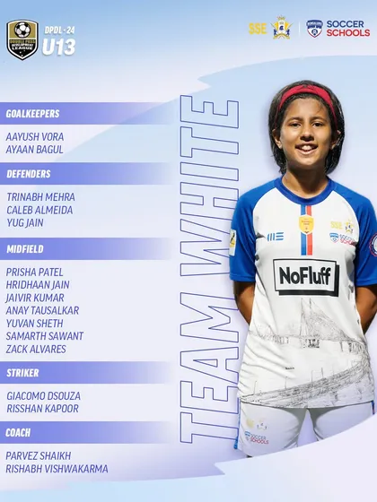 Introducing our U13 DPDL Team White, featuring standout player Prisha Patel. This roster highlights the mix of talented boys and girls who train and compete together in our program.