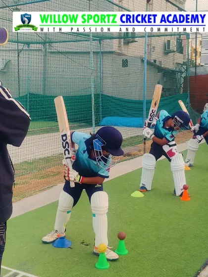 A group of young players learning the correct batting stance. We start with the absolute basics, ensuring every player has a solid foundation to build upon.