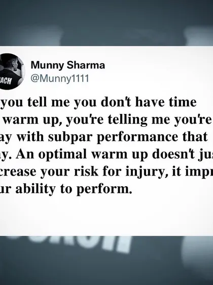 This is a core principle of my coaching. A proper warm-up improves your performance and decreases your risk of injury. It is a non-negotiable part of every training session I program.