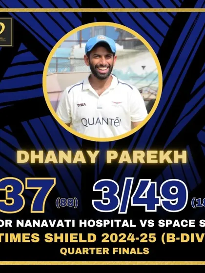 Dhanay Parekh making key contributions with bat and ball in the Times Shield Quarter Finals.