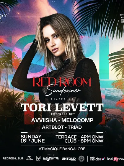 The main flyer for the Redroom Sundowner with Tori Levett.