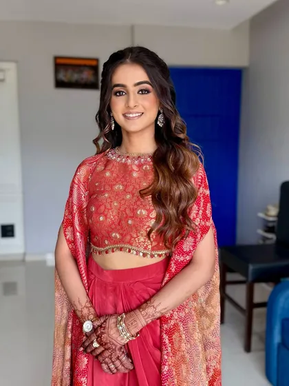 A happy bride, her makeup looking fresh and radiant. This is the kind of effortless glam I love to create.