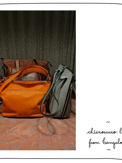 A beautiful family of bags from our patron Menaka in Bangalore. Her collection includes the Little Namrata, Little Drew, and Lazy Hailey.
