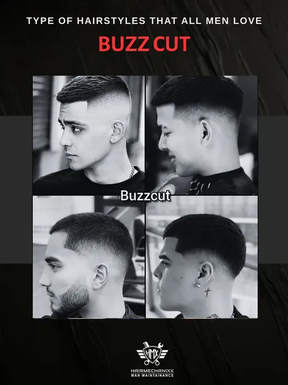 A gallery of perfect Buzz Cuts. This style is all about clean lines and a sharp profile, and our stylists are experts at tailoring it to fit your head shape and style.