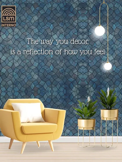 The way you decorate is a reflection of how you feel. Our beautiful veneered panels, available in a 4x2 size, can elevate your mood and your home with their rich texture and deep blue mosaic pattern.