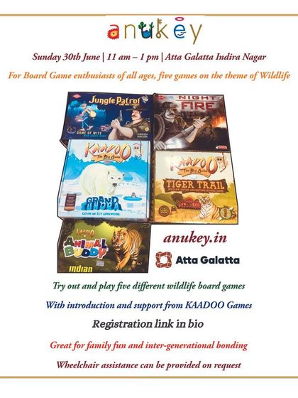 Poster for a wildlife-themed board game session for all ages.