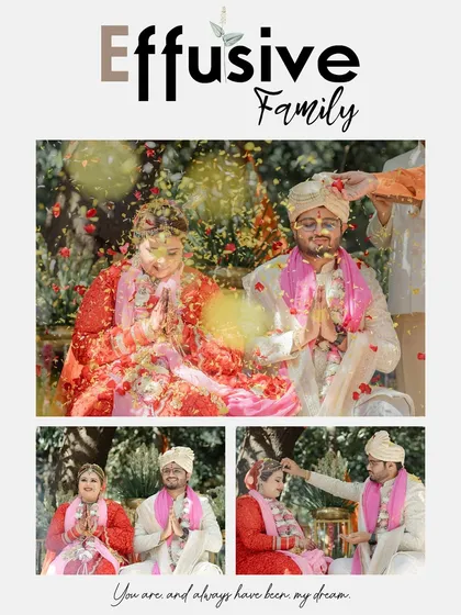 Family members shower the couple with flower petals, a joyous and effusive blessing during the wedding ceremony.