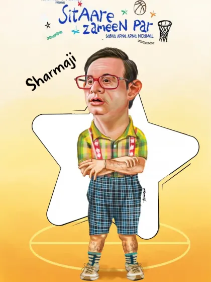 Character caricature of 'Sharmaji' from the film "Sitaare Zameen Par".