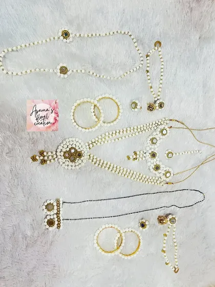 Another style of halwa jewellery, showing different designs for the necklace and other pieces. I can customize these based on your preference.