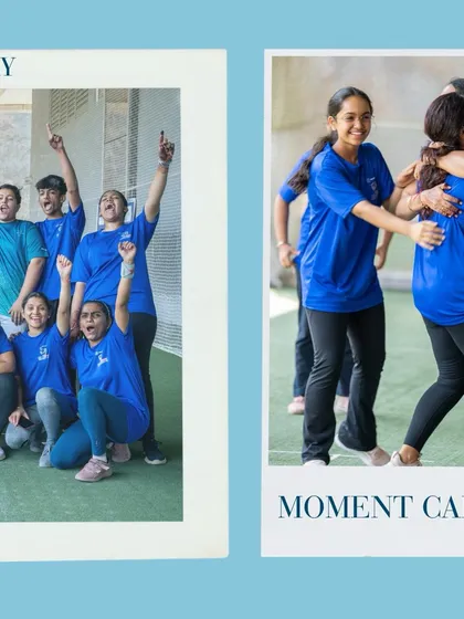 Pure celebration and team spirit captured in a moment. This is what happens when colleagues become teammates, cheering each other on during an exciting corporate sports event.