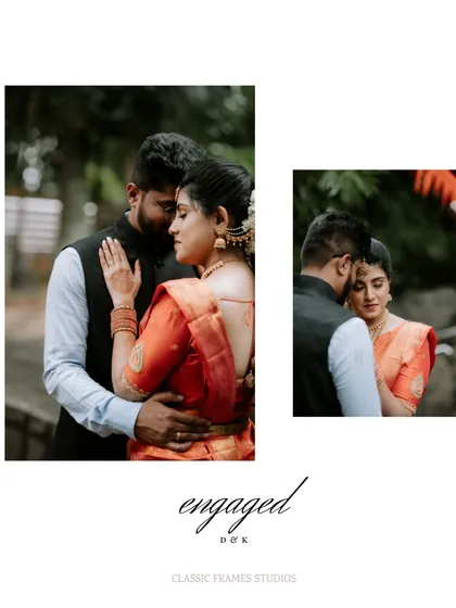 An artistic collage capturing the couple's engagement story. The different angles and poses showcase their connection from various perspectives.