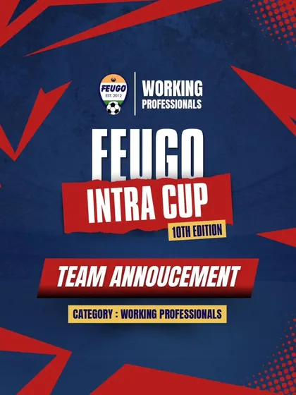 The team announcement graphic for the 10th Edition of the Feugo Intra Cup, building hype for the working professionals category.