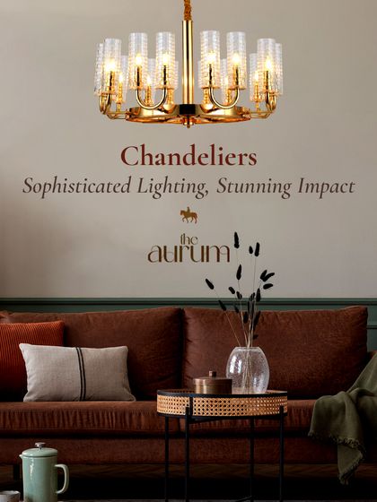 This elegant chandelier with textured glass shades offers a modern take on a classic design. It's perfect for casting a warm, inviting glow over a dining table or in a living room.