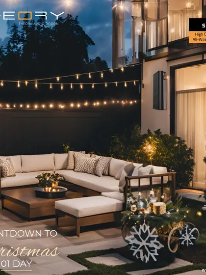 We believe your outdoor patio should be an oasis of premium sound and ambiance. This installation showcases how our Theory Audio Design speakers integrate into a luxury backyard setting, providing crystal-clear audio that elevates every moment, from quiet evenings to festive gatherings.