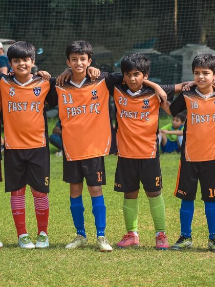 United as one. Our U9 team stands together before a match, a perfect display of camaraderie.