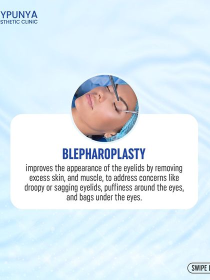 Blepharoplasty, or eyelid surgery, improves the appearance of the eyelids by removing excess skin and muscle to address droopiness, puffiness, and under-eye bags.