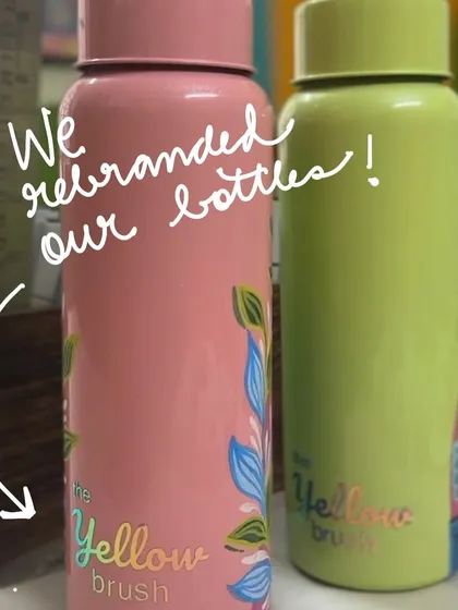 "We rebranded our bottles!" A weekly update showing the new branding on our popular water bottles.