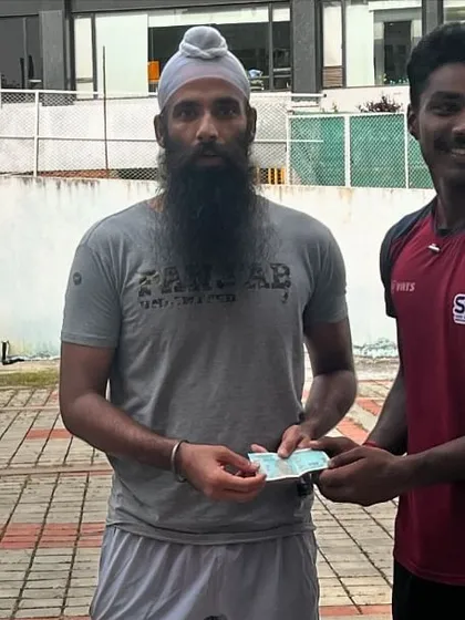 An award being presented to one of my players by Indian hockey star Jarmanpreet Singh. A moment this young athlete will never forget.