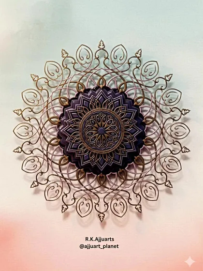 Here I have given my simple line art mandala a 3D look. The shadows and highlights make the intricate patterns appear to float off the page, adding depth and dimension to the design.