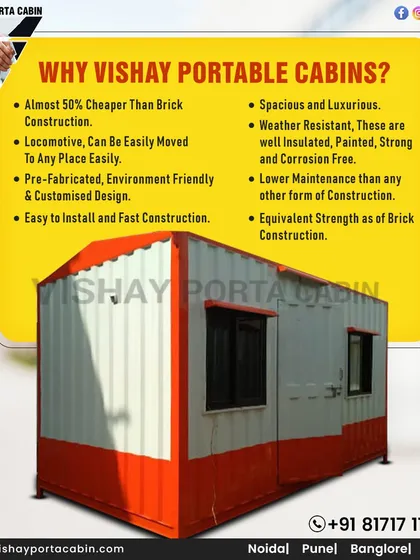 Why choose my portable cabins? They are almost 50% cheaper than brick construction, can be easily moved, are environmentally friendly, and offer the equivalent strength of a traditional building with lower maintenance.