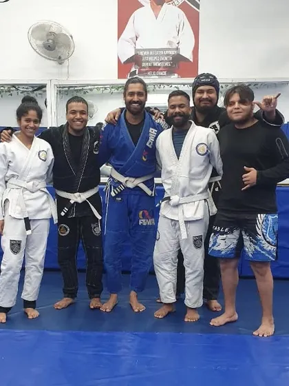 Posing with a group of students who consistently show up and put in the hard work. Their dedication is what makes our BJJ community in India so strong.