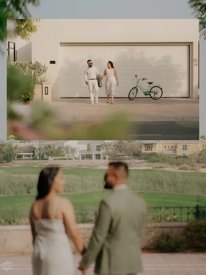 A diptych showing two different perspectives from the same Dubai location. This captures both a wide, scene-setting shot and a more intimate, personal moment.