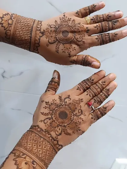 Another view of the mismatched set, showing the back of the hands. This is a great way to showcase different styles at once.